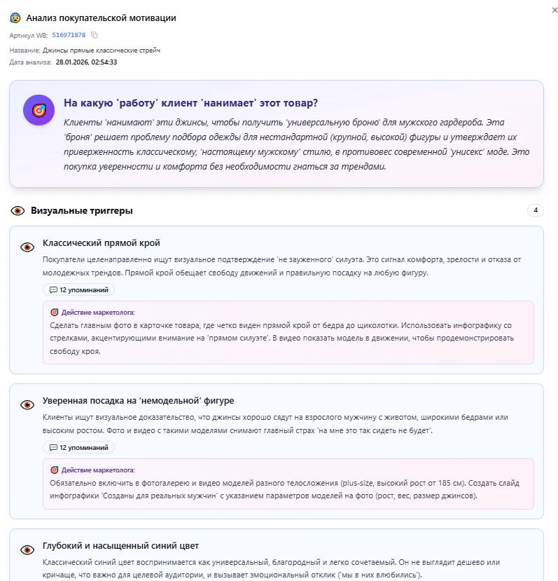 Настоящий анализ покупательской мотивации в MPMind: ожидания покупателей джинсов, визуальные триггеры и действия маркетолога
